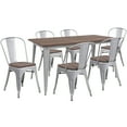 thumbnail image 1 of Flash Furniture Bailey 30.25" x 60" Silver Metal Table Set with Wood Top and 6 Stack Chairs, 1 of 2