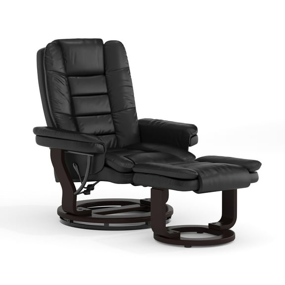 Flash Furniture Bali Contemporary Multi-Position LeatherSoft Recliner Chair with Ottoman, Black