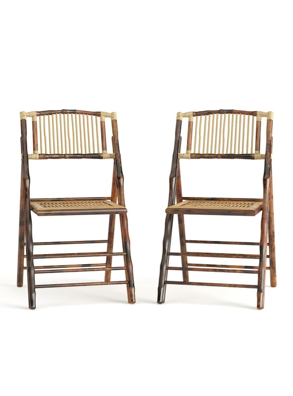 Flash Furniture Bamboo Folding Chairs | Set of 2 Bamboo Wood Folding Chairs