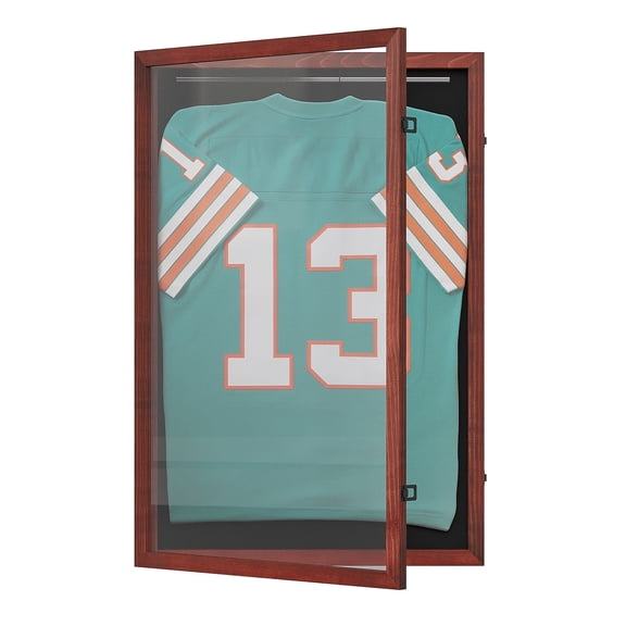 Flash Furniture Banks Solid Pine Jersey Display Case 36 x 24 Mahogany (HMHD23M99YBM)