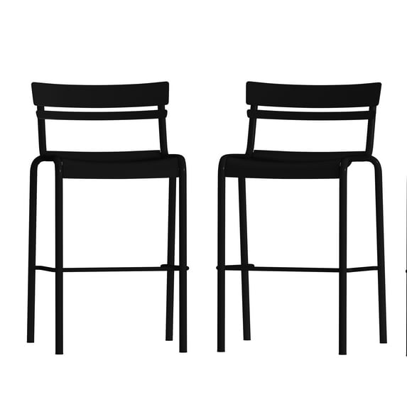 Flash Furniture Bar Height Commercial Grade Bar Stool, Black (Set of 2)