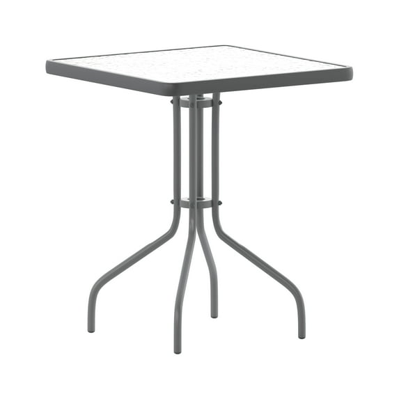Flash Furniture Barker 23.5'' Silver Square Tempered Glass Metal Table