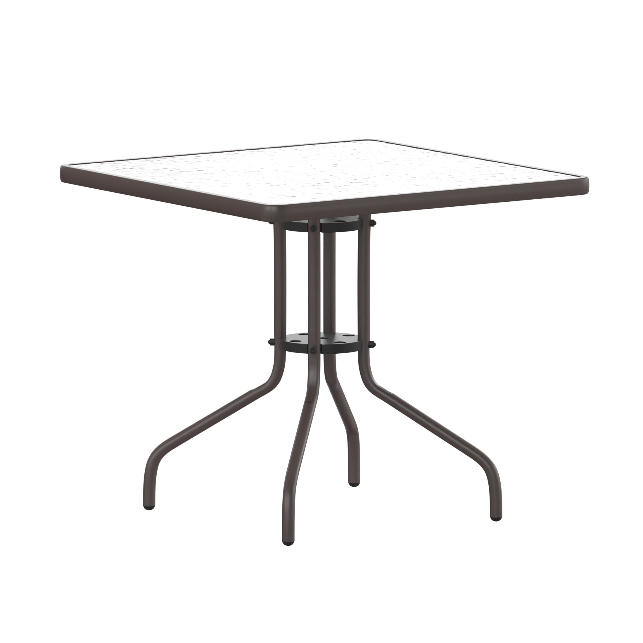 Barker 31.5'' Square Clear Tempered Glass Bronze Metal Table