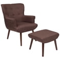 thumbnail image 1 of Flash Furniture Bayton Upholstered Wingback Chair with Ottoman in Brown Fabric, 1 of 5