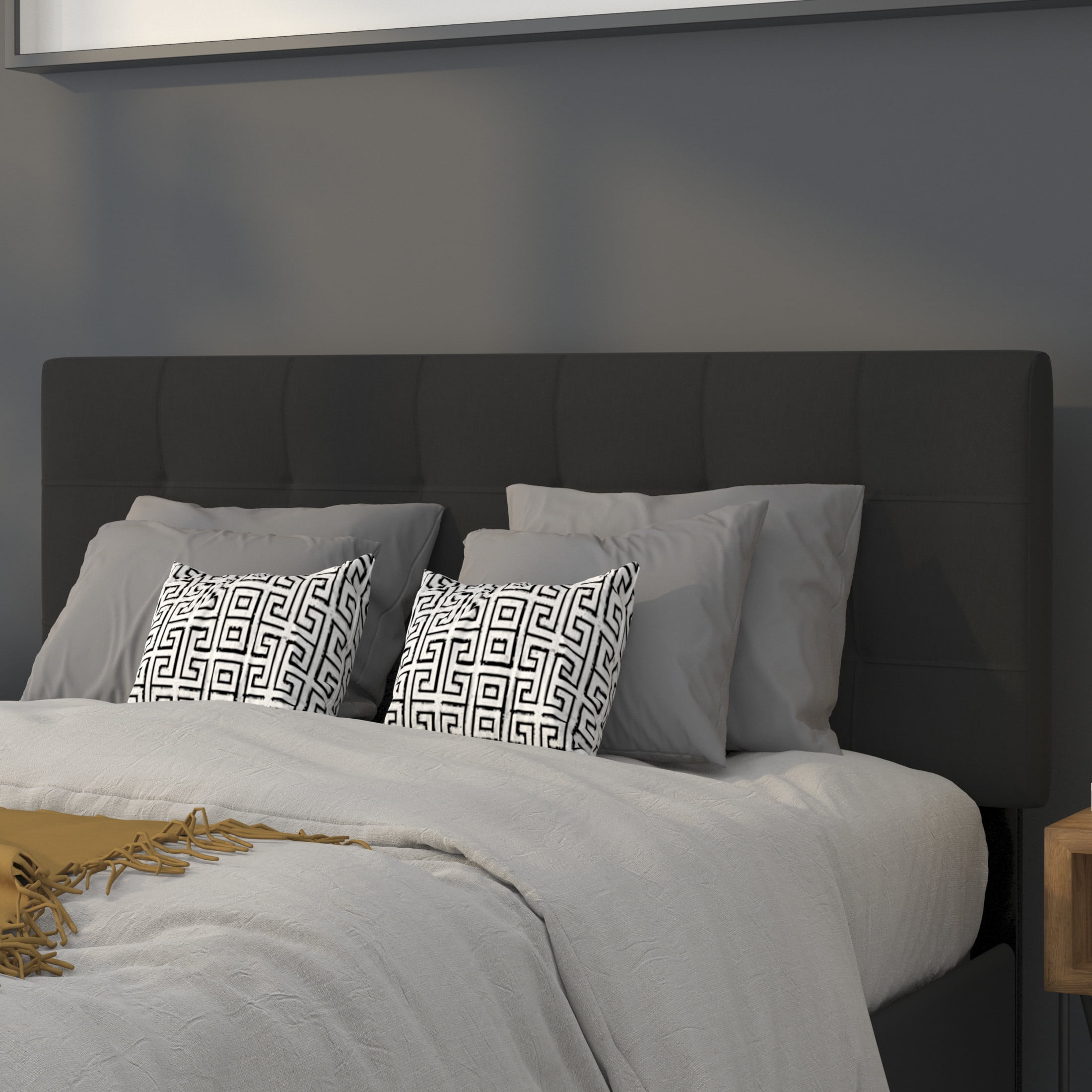Flash Furniture Bedford Adjustable Tufted Upholstered Full Size Headboard, Black
