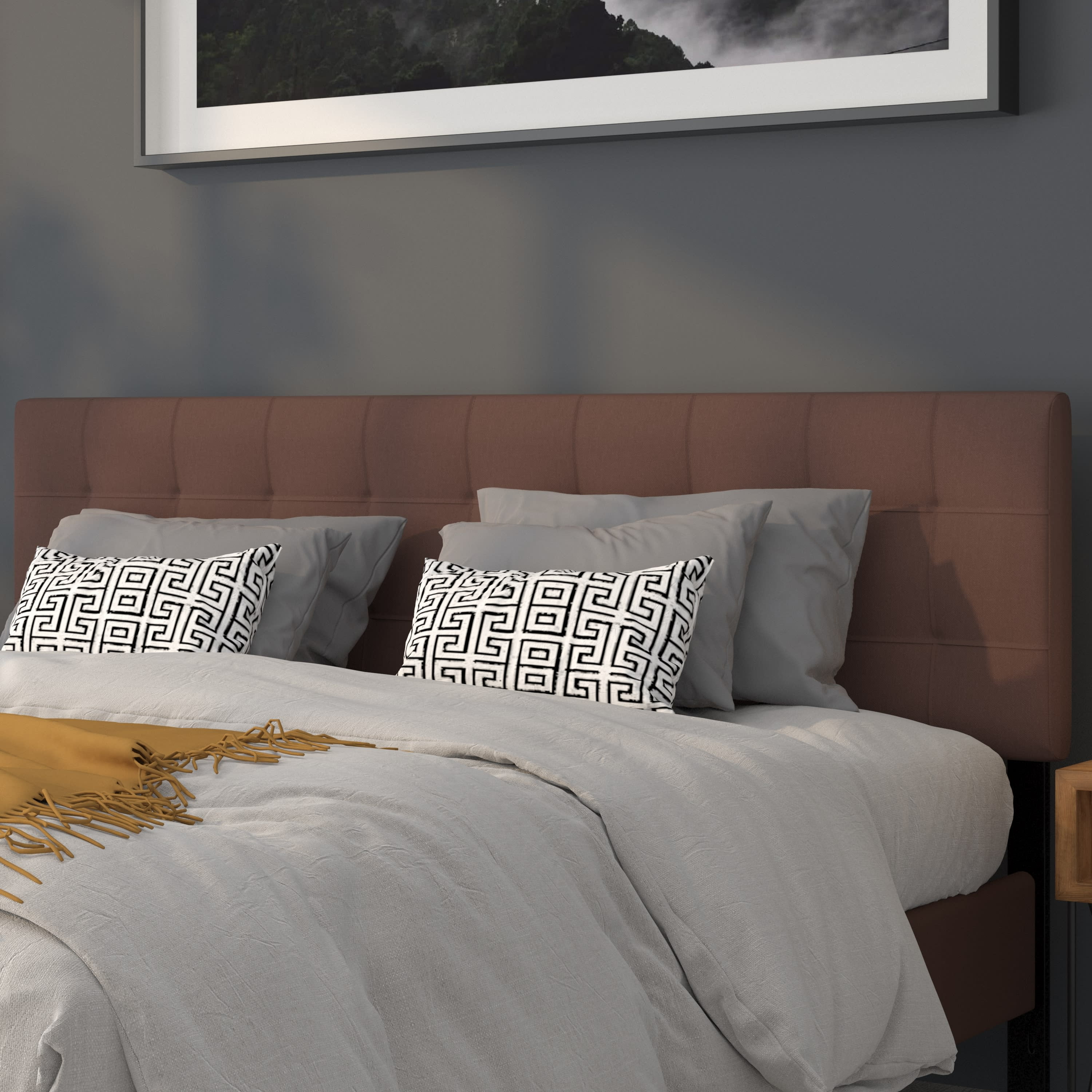 Dark brown on sale headboard king