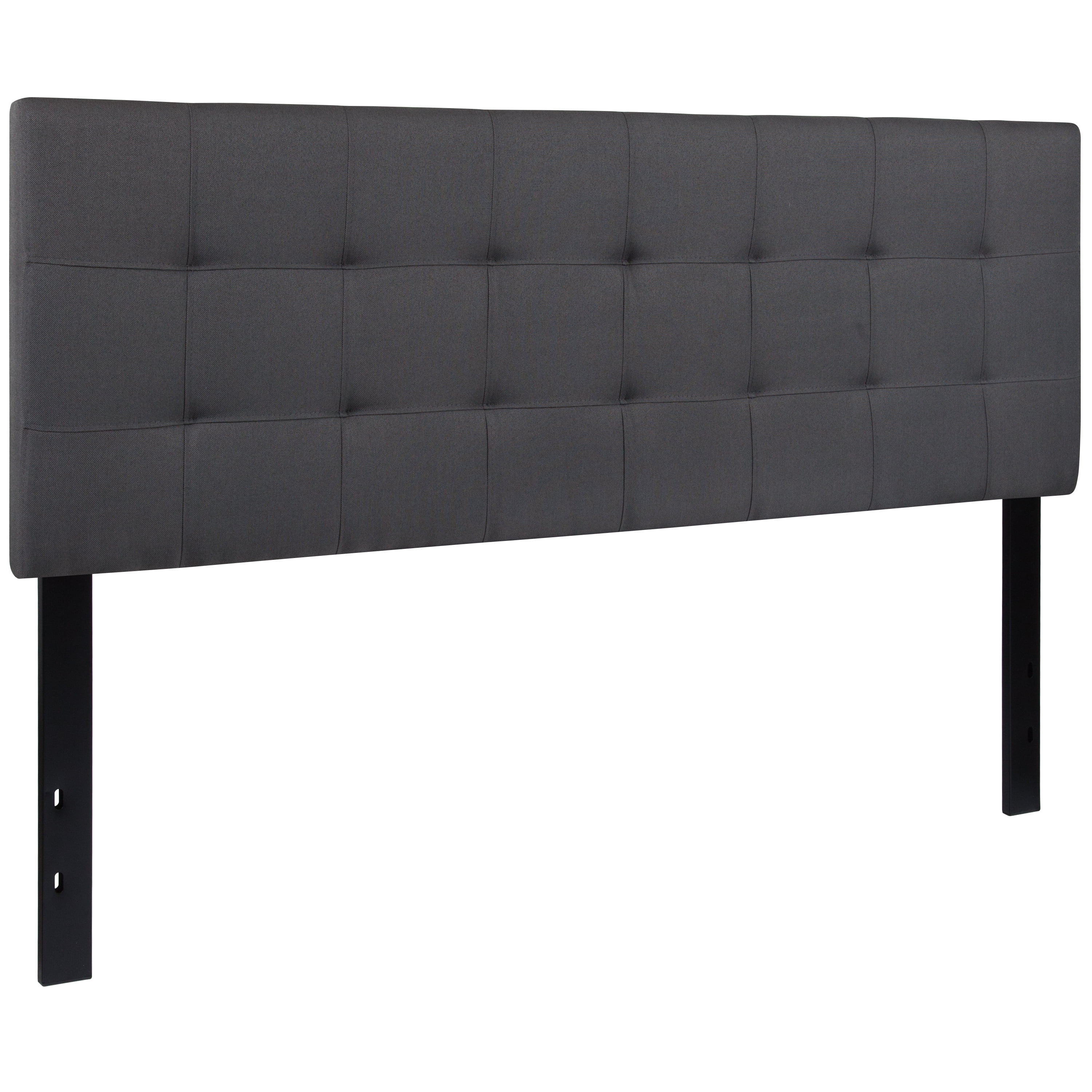 Dark Gray Tufted Upholstered Queen Headboard with Adjustable Slots