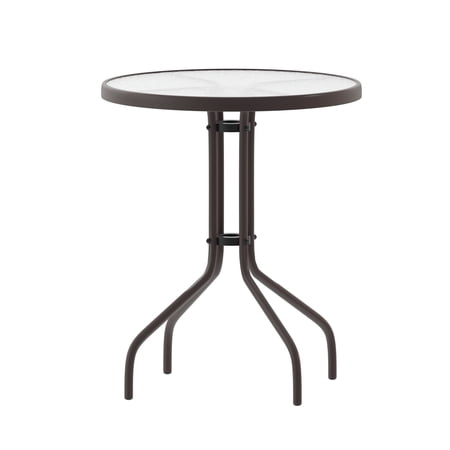 Flash Furniture Bellamy 23.75'' Bronze Round Tempered Glass Metal Table