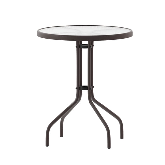 Flash Furniture Bellamy 23.75'' Bronze Round Tempered Glass Metal Table