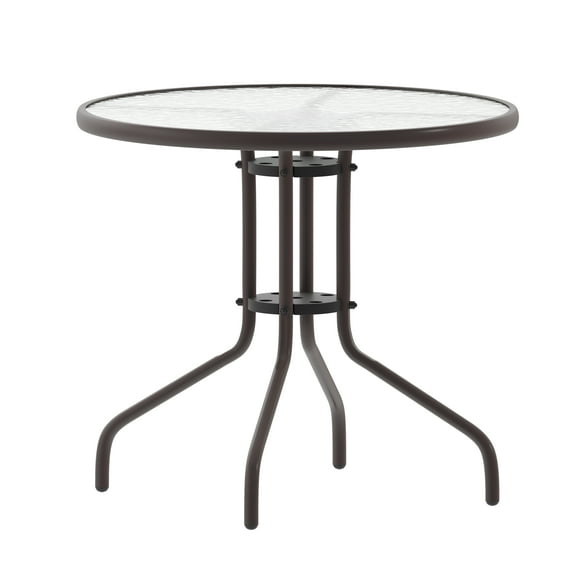 Flash Furniture Bellamy 31.5'' Bronze Round Tempered Glass Metal Table