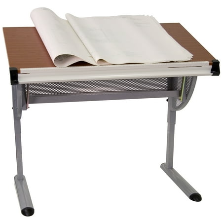 Flash Furniture Berkley Adjustable Drawing and Drafting Table with Pewter Frame