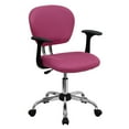 thumbnail image 1 of Flash Furniture Beverly Mid-Back Pink Mesh Padded Swivel Task Office Chair with Chrome Base and Arms, 1 of 6
