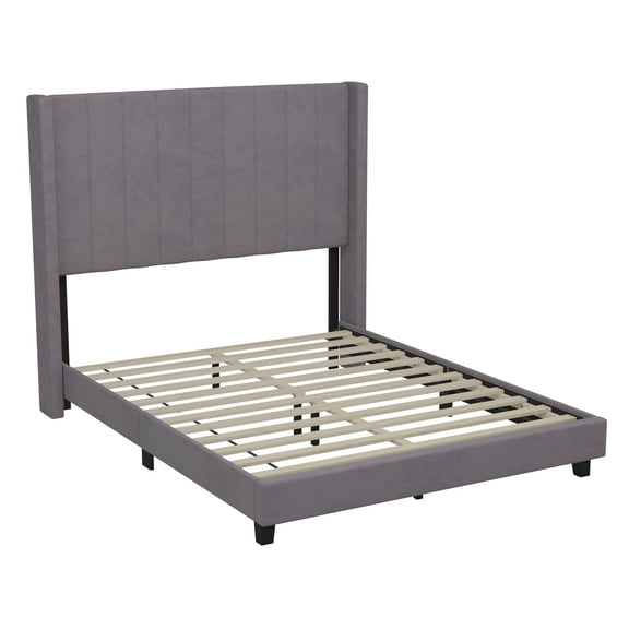 Flash Furniture Bianca Collection Fabric Upholstered Platform Bed, Gray Velvet, Full