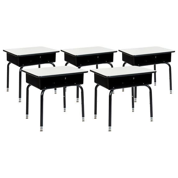 Flash Furniture Billie 24"W Student Desk with Open Front Metal Book Box Gray 5 Pack (5FDDESKGY)
