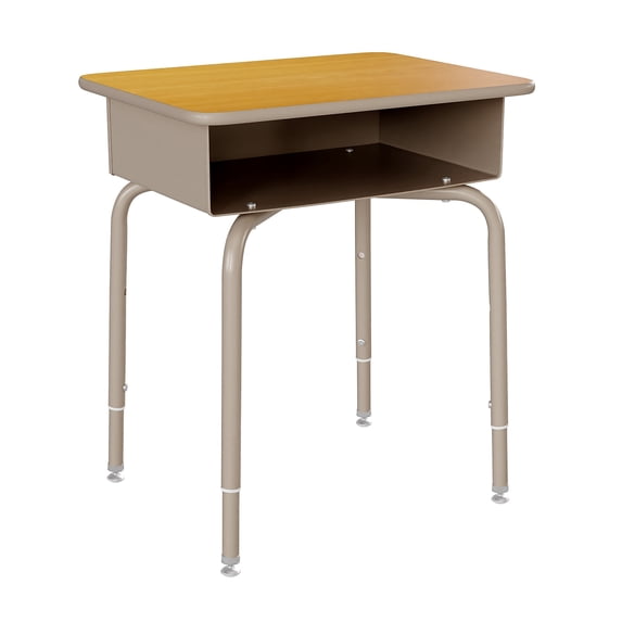 Flash Furniture Billie Metal Student Desk with Desktop/Book Box in Maple/Silver