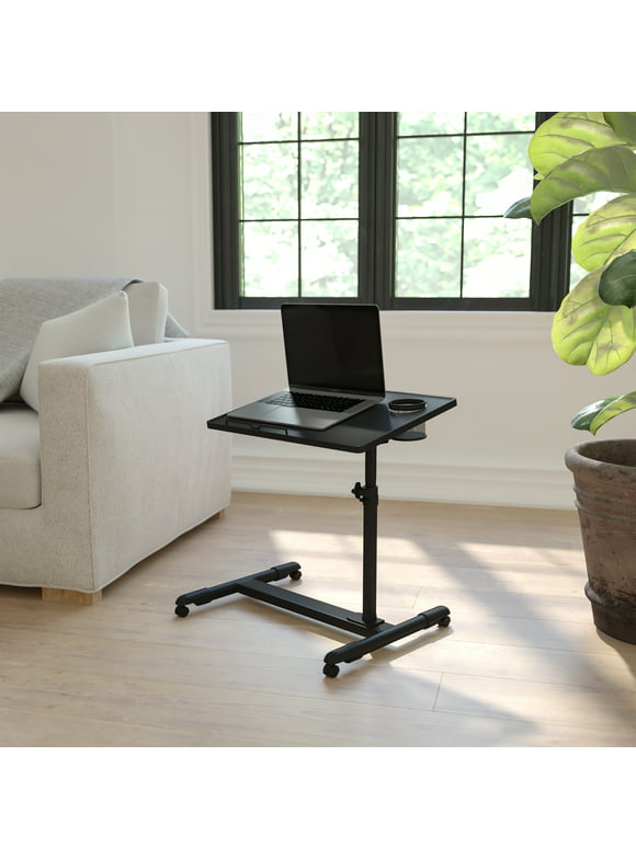 Flash Furniture Black Adjustable Height Steel Mobile Computer Desk