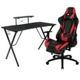 thumbnail image 1 of Flash Furniture Black Gaming Desk and Red/Black Footrest Reclining Gaming Chair Set with Cup Holder, Headphone Hook, & Monitor/Smartphone Stand, 1 of 12