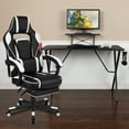 thumbnail image 1 of Flash Furniture Black Gaming Desk with Cup Holder/Headphone Hook/Monitor Stand & White Reclining Back/Arms Gaming Chair with Footrest, 1 of 12