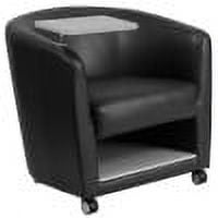 Flash Furniture - Guest Chair with Tablet Arm, Front Wheel Casters and Under Seat Storage - Black LeatherSoft