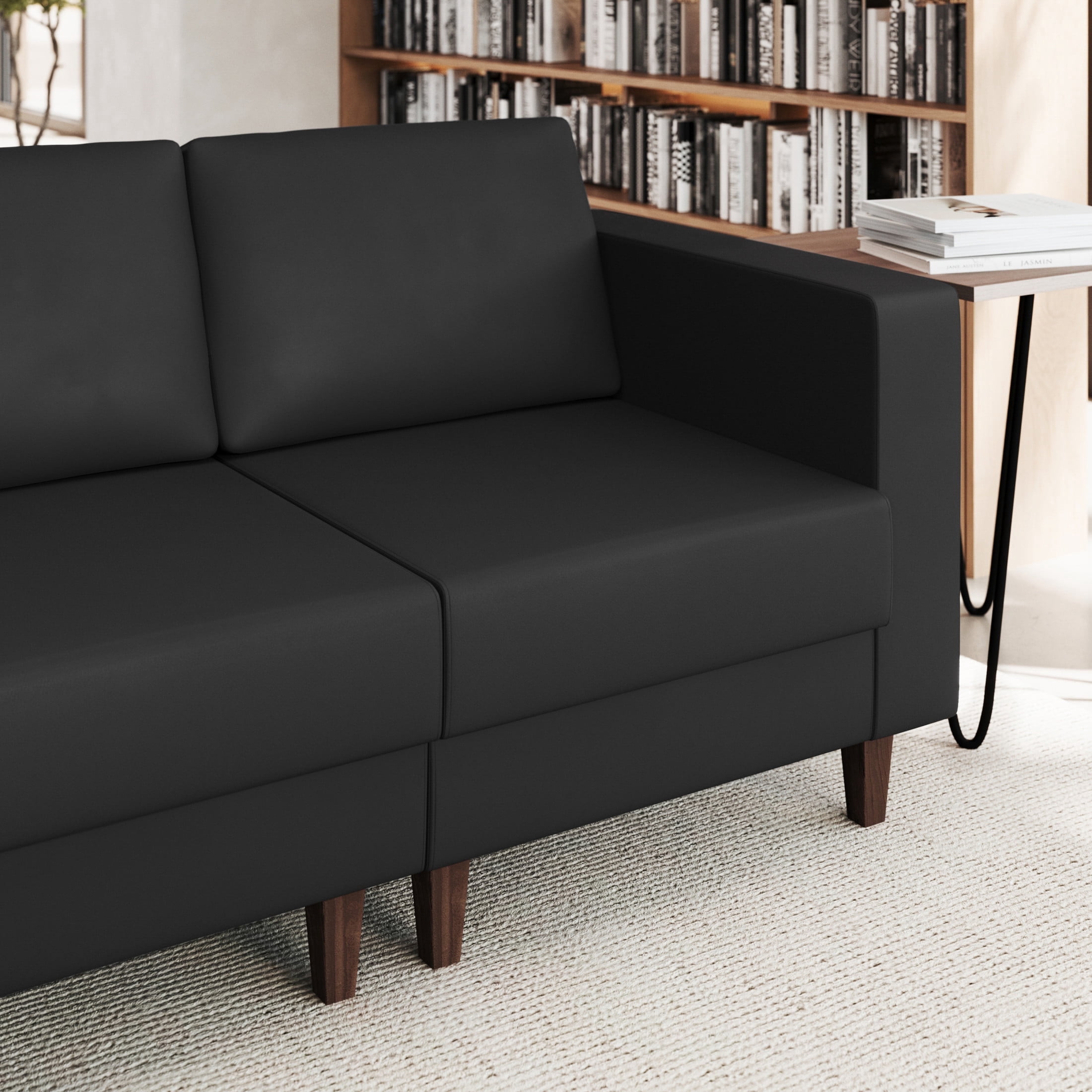 Flash Furniture Black LeatherSoft Right Arm Reception Chair, 2 AC ...