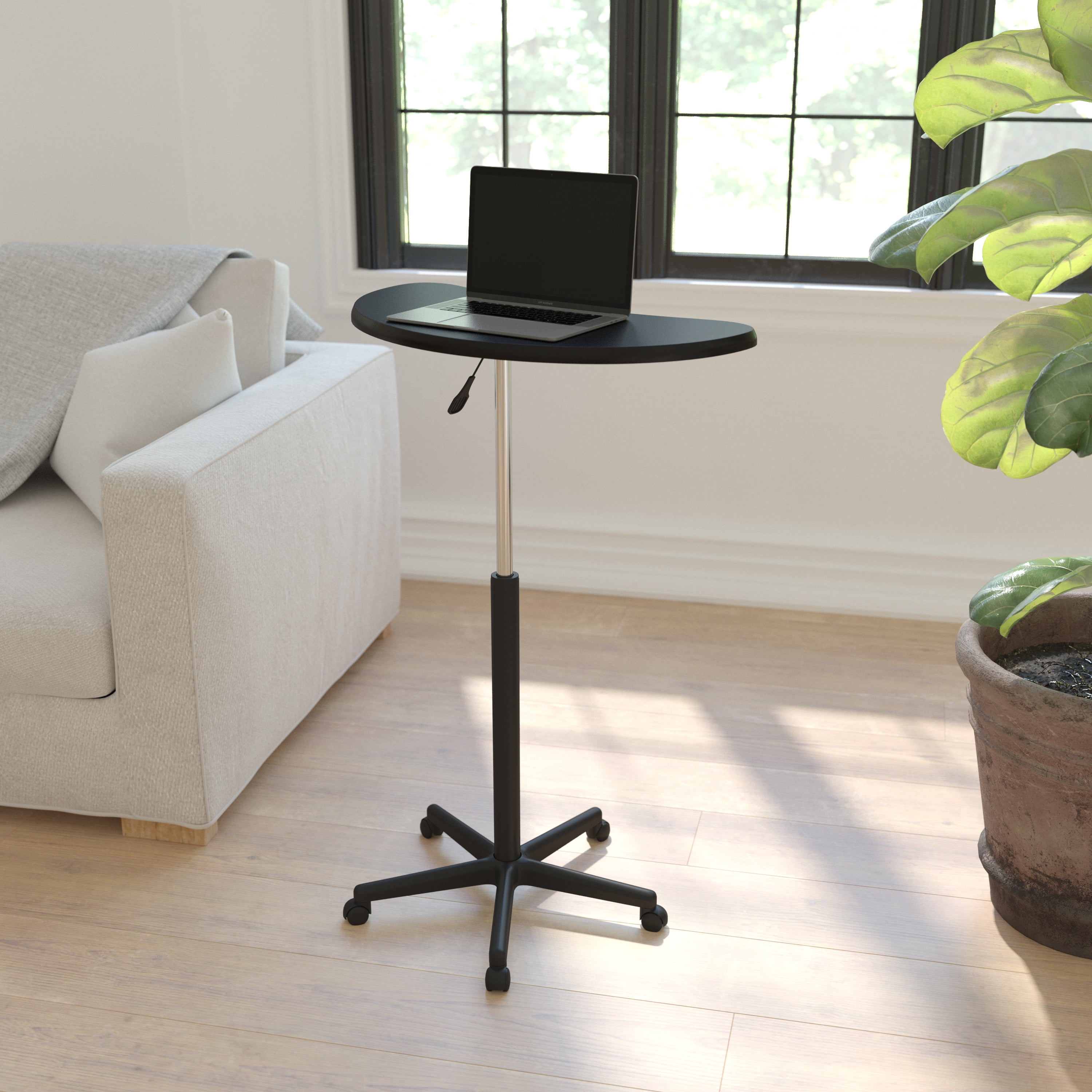 Flash furniture black sit to stand mobile laptop computer desk deals