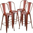 thumbnail image 1 of Flash Furniture Blake Commercial Grade 4 Pack 30" High Distressed Kelly Red Metal Indoor-Outdoor Barstool with Back, 1 of 13