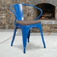 thumbnail image 1 of Flash Furniture Blue Metal Chair with Wood Seat and Arms, 1 of 7