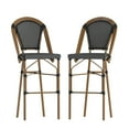 thumbnail image 1 of Flash Furniture Bordeaux Set of 2 Stackable Indoor/Outdoor Bistro 30" High Barstools, Commercial Grade, Black/White and Bamboo Finish, 1 of 13