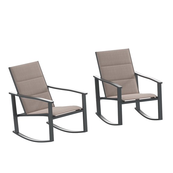 Flash Furniture Brazos Outdoor Rocking Chairs with Flex Comfort Material Brown 2/Pack