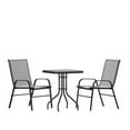 thumbnail image 1 of Flash Furniture Brazos Series 3-Piece Steel Glass Patio Table and Chair Set, Gray, 1 of 11