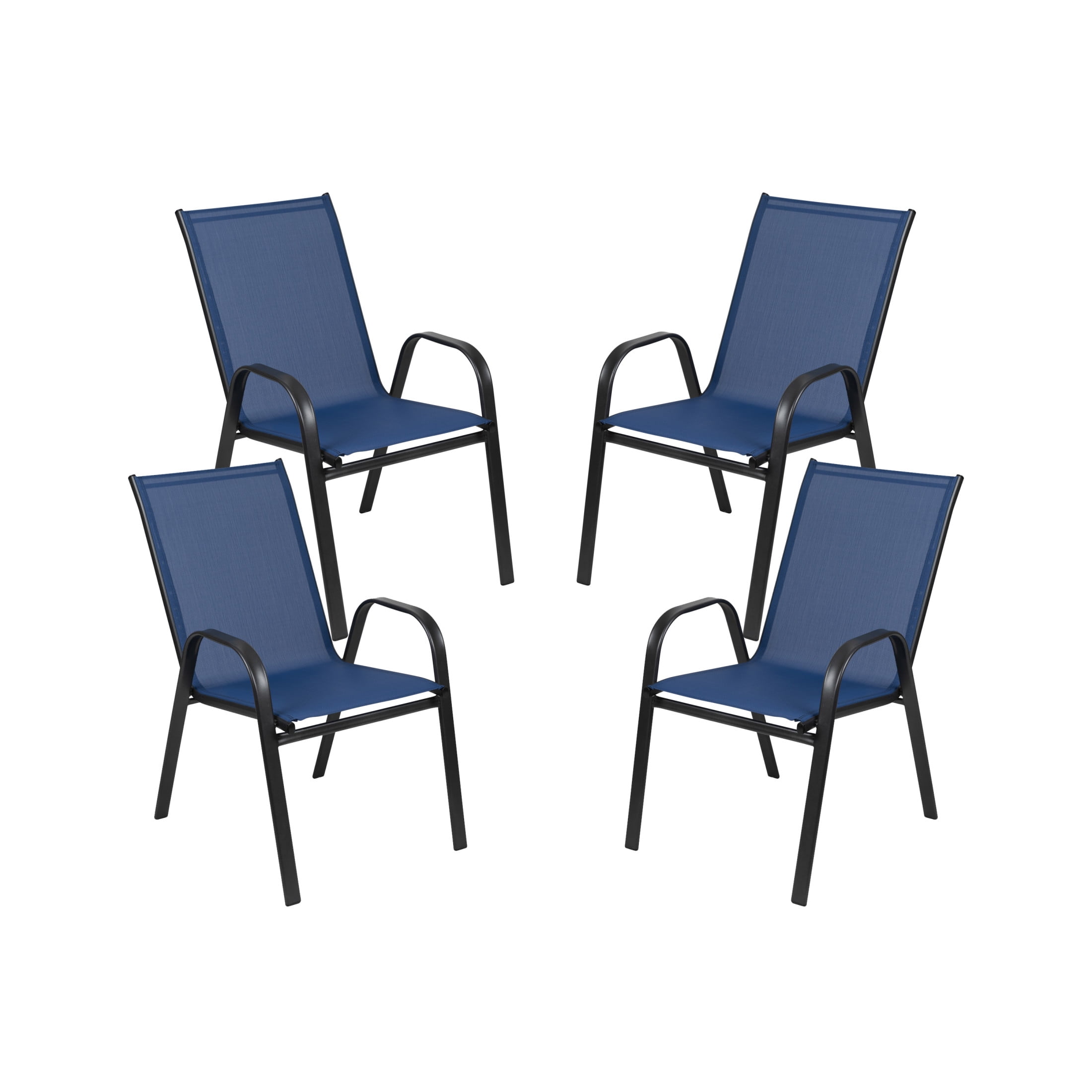 Brazos Navy Blue Outdoor Stackable Dining Chair Pair with Flex Comfort