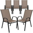 thumbnail image 1 of Flash Furniture 5 Pack Brazos Series Brown Outdoor Stack Chair with Flex Comfort Material and Metal Frame, 1 of 15