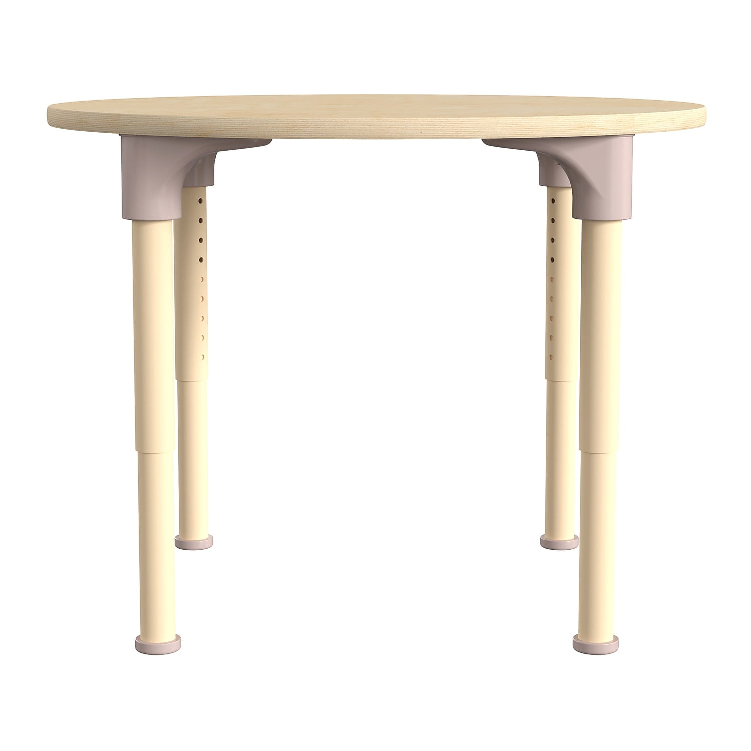 Beech Glossy Adjustable Height Round Classroom Table with Metal Legs