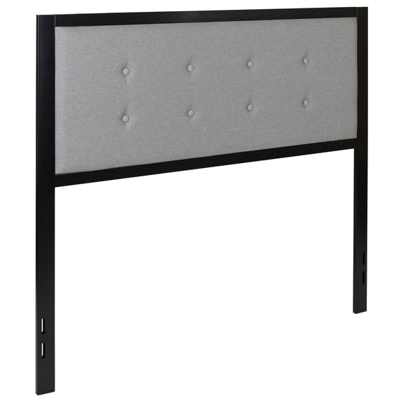 Flash Furniture Bristol Metal Tufted Upholstered Full Size Headboard in Light Gray Fabric