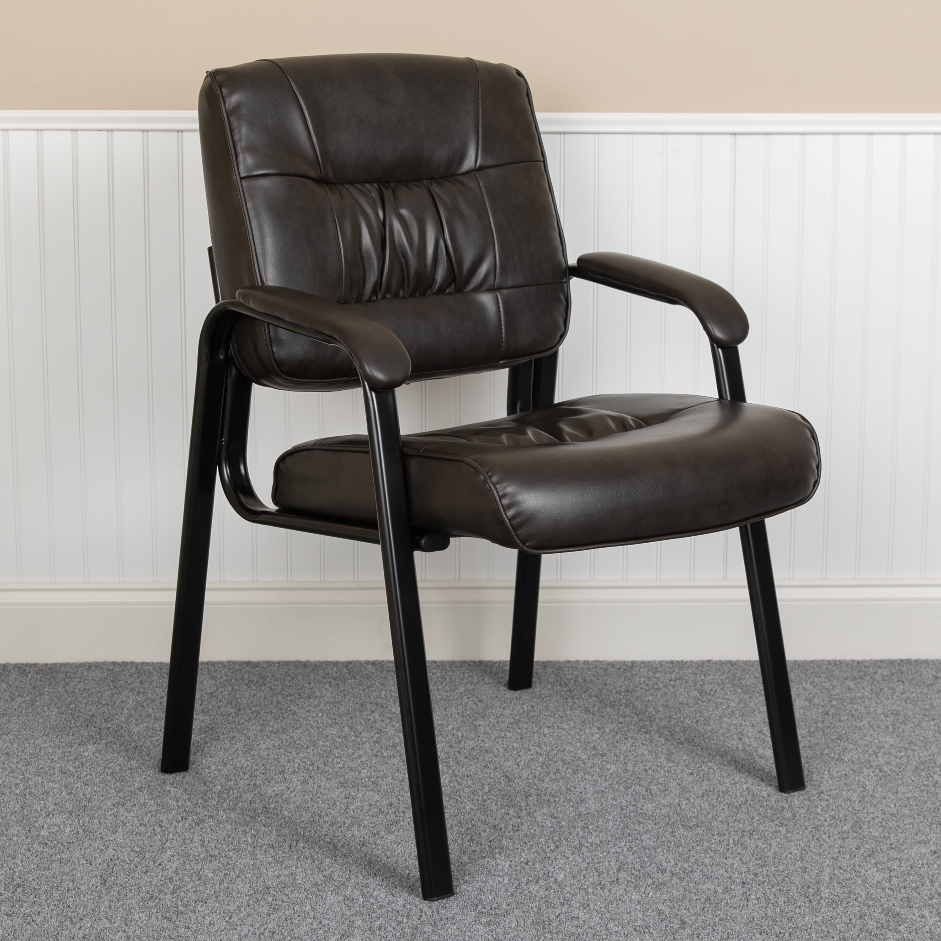 Flash Furniture Brown LeatherSoft Antimicrobial Antibacterial Medical Side  Chair with Black Metal Frame
