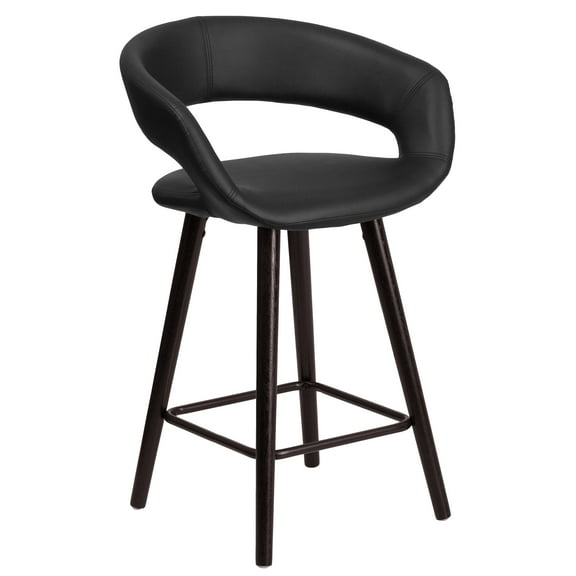 Flash Furniture Brynn Series 23.75'' High Contemporary Cappuccino Wood Counter Height Stool in Black Vinyl