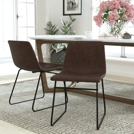 Flash Furniture - Butler 18" High Dining Chair - Dark Brown LeatherSoft/Black Frame