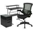 thumbnail image 1 of Flash Furniture Calder Work From Home Kit - Black Computer Desk, Ergonomic Mesh Office Chair and Locking Mobile Filing Cabinet with Inset Handles, 1 of 11