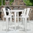 thumbnail image 1 of Flash Furniture Callum Commercial Grade 30" Round White Metal Indoor-Outdoor Bar Table Set with 4 Cafe Stools, 1 of 5