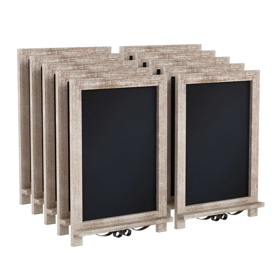 Flash Furniture Canterbury 12" x 17" Weathered Tabletop Magnetic Chalkboards with Metal Scrolled Legs, Hanging Wall Chalkboards, Countertop Memo Boards, Set of 10