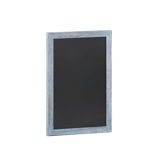 Flash Furniture Canterbury 18" x 24" Rustic Blue Wall Mount Magnetic Chalkboard Sign with Eraser, Hanging Wall Chalkboard Memo Board for Home, School, or Business