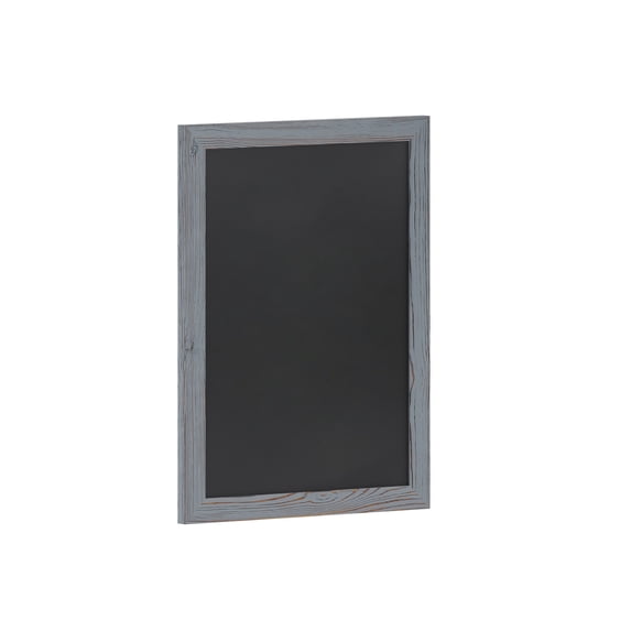 Flash Furniture Canterbury 18" x 24" Rustic Gray Wall Mount Magnetic Chalkboard Sign with Eraser, Hanging Wall Chalkboard Memo Board for Home, School, or Business