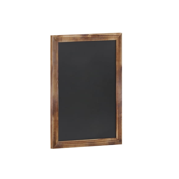 Flash Furniture Canterbury 18" x 24" Torched Wood Wall Mount Magnetic Chalkboard Sign with Eraser, Hanging Wall Chalkboard Memo Board for Home, School, or Business