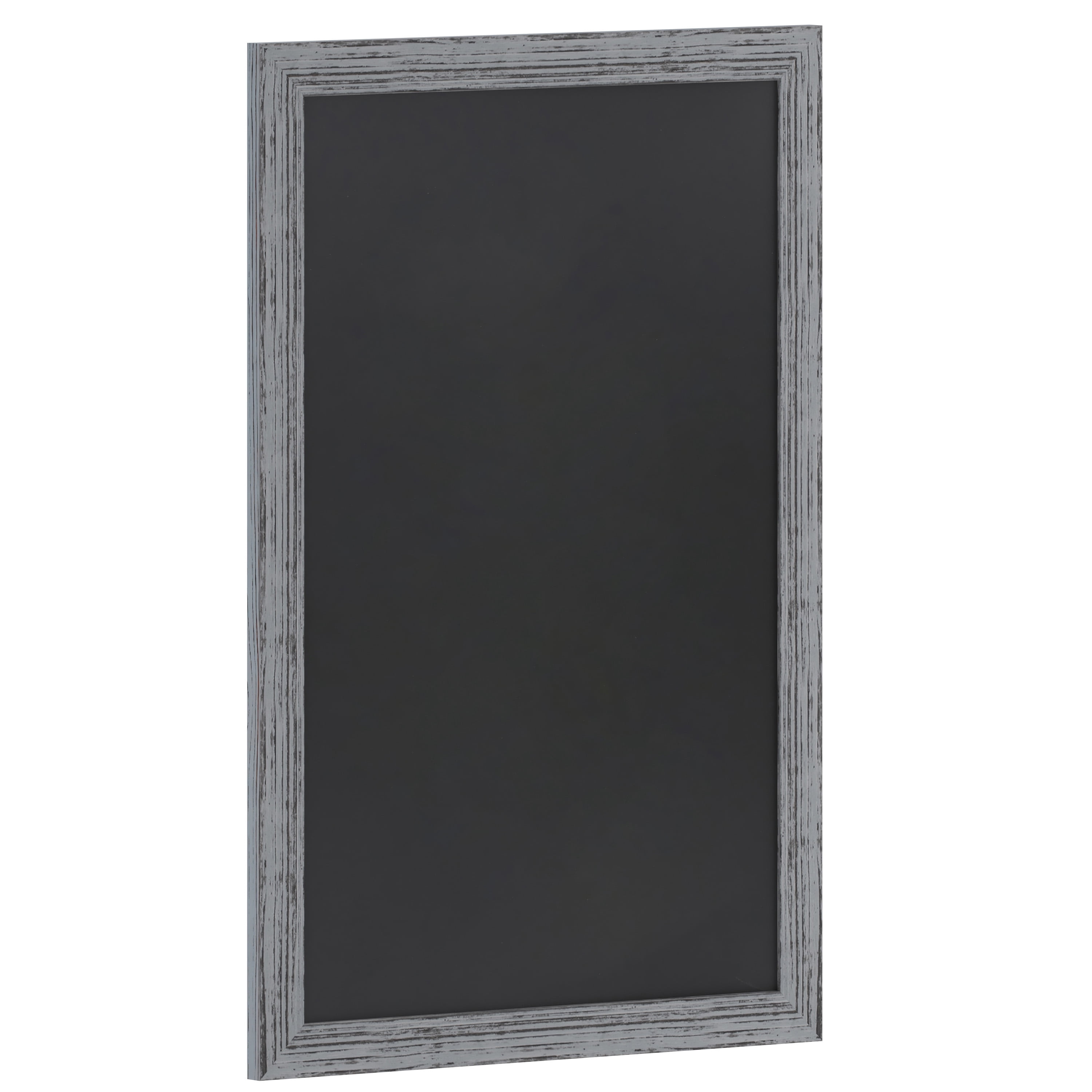 Flash Furniture Canterbury 24" x 36" Rustic Gray Wall Mount Magnetic Chalkboard Sign with Eraser, Hanging Wall Chalkboard Memo Board for Home, School, or Business