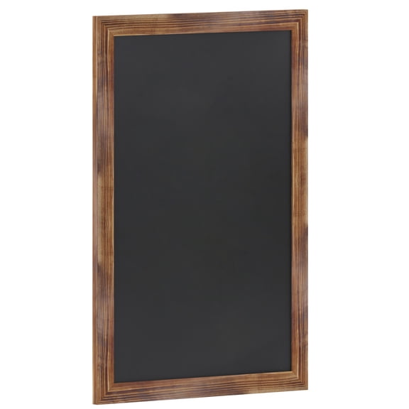 Flash Furniture Canterbury 24" x 36" Torched Wood Wall Mount Magnetic Chalkboard Sign with Eraser, Hanging Wall Chalkboard Memo Board for Home, School, or Business
