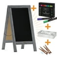 thumbnail image 1 of Flash Furniture Canterbury 40" x 20" Graywashed Wooden Indoor/Outdoor A-Frame Magnetic Chalkboard Sign Set with 8 Chalk Markers, 10 Stencils, 2 Magnets, and Eraser, 1 of 9
