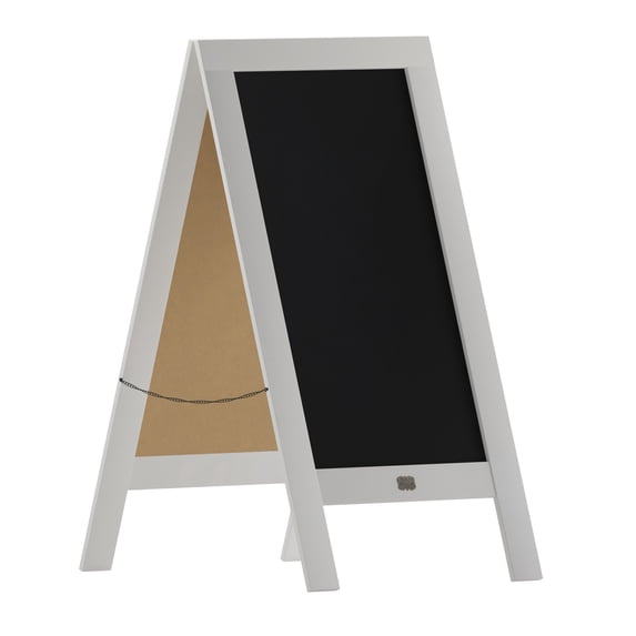 Flash Furniture Canterbury Collection 20" x 40" Solid White Rustic Magnetic A-Frame Chalkboard