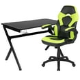 thumbnail image 1 of Flash Furniture Carbon Fiber Top Gaming Desk with Racing Chair Set, Black/Green, 1 of 12