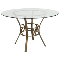 Flash Furniture Carlisle 48'' Round Glass Dining Table with Matte Gold Metal Frame
