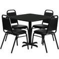 thumbnail image 1 of Flash Furniture Carlton 36'' Square Black Laminate Table Set with X-Base and 4 Black Trapezoidal Back Banquet Chairs, 1 of 15